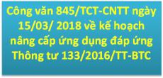 Công văn 845/TCT-CNTT kế hoạch nâng cấp HTKK đáp ứng TT 133